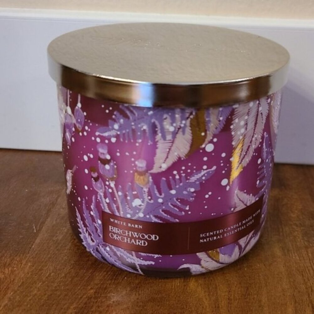 BIRCHWOOD ORCHARD 3 Wick Candle Bath and Body Works - Apple, Clove, Birchwood